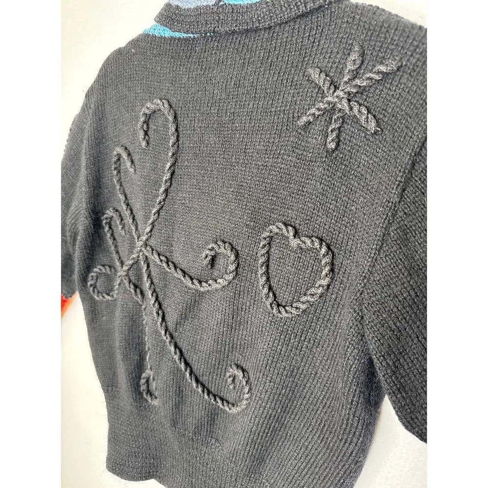 1990s Roberta Frost Hand Knit Wool Cardigan Uruguay Oversized Small